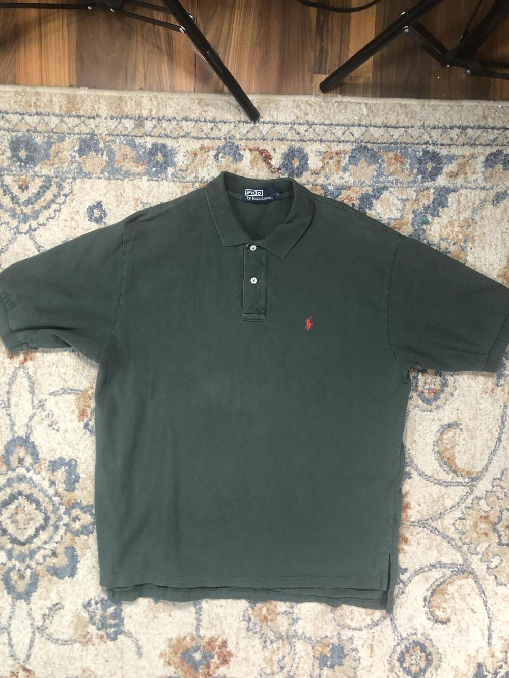 Polo By Ralph Lauren Polo Shirt Mens L Green Solid Pony Logo Short Sleeve Casual